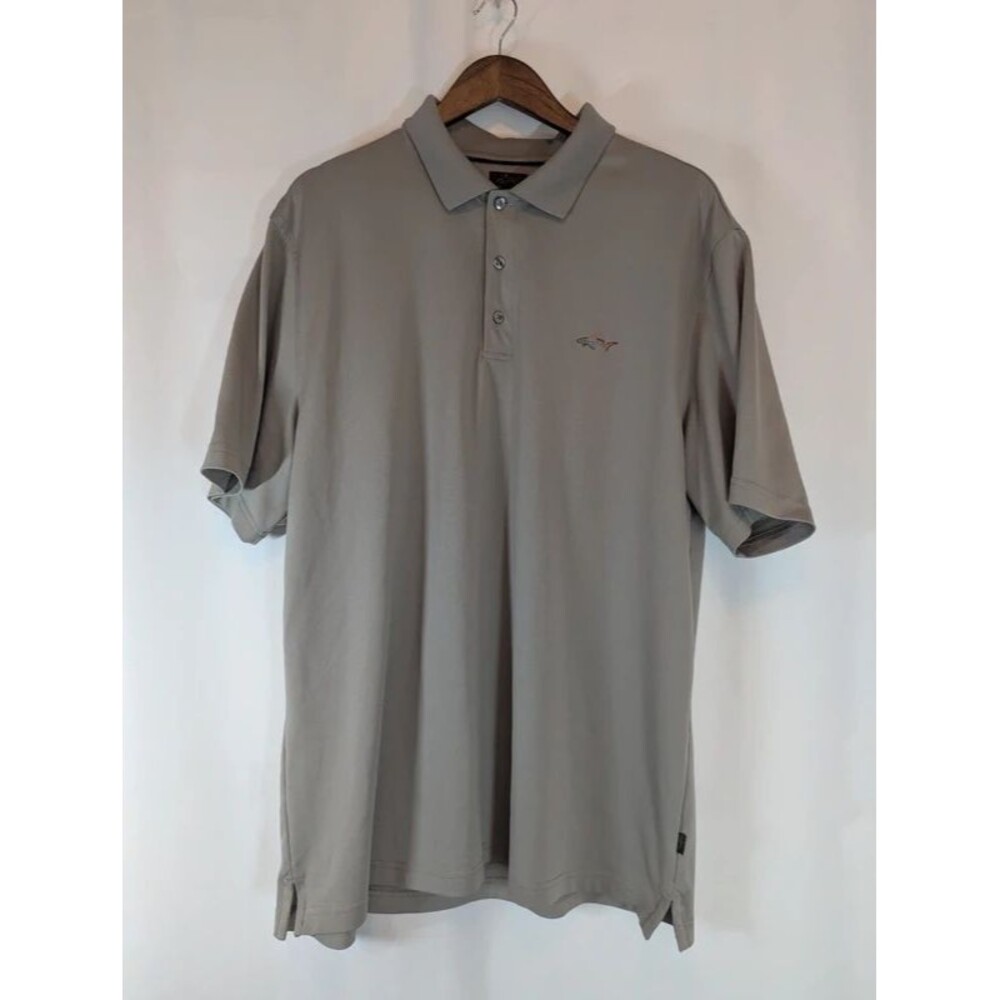Greg Norman Tasso Elba Mens Polo Shirt XL Grey Five Iron PlayDry Golf Shark
